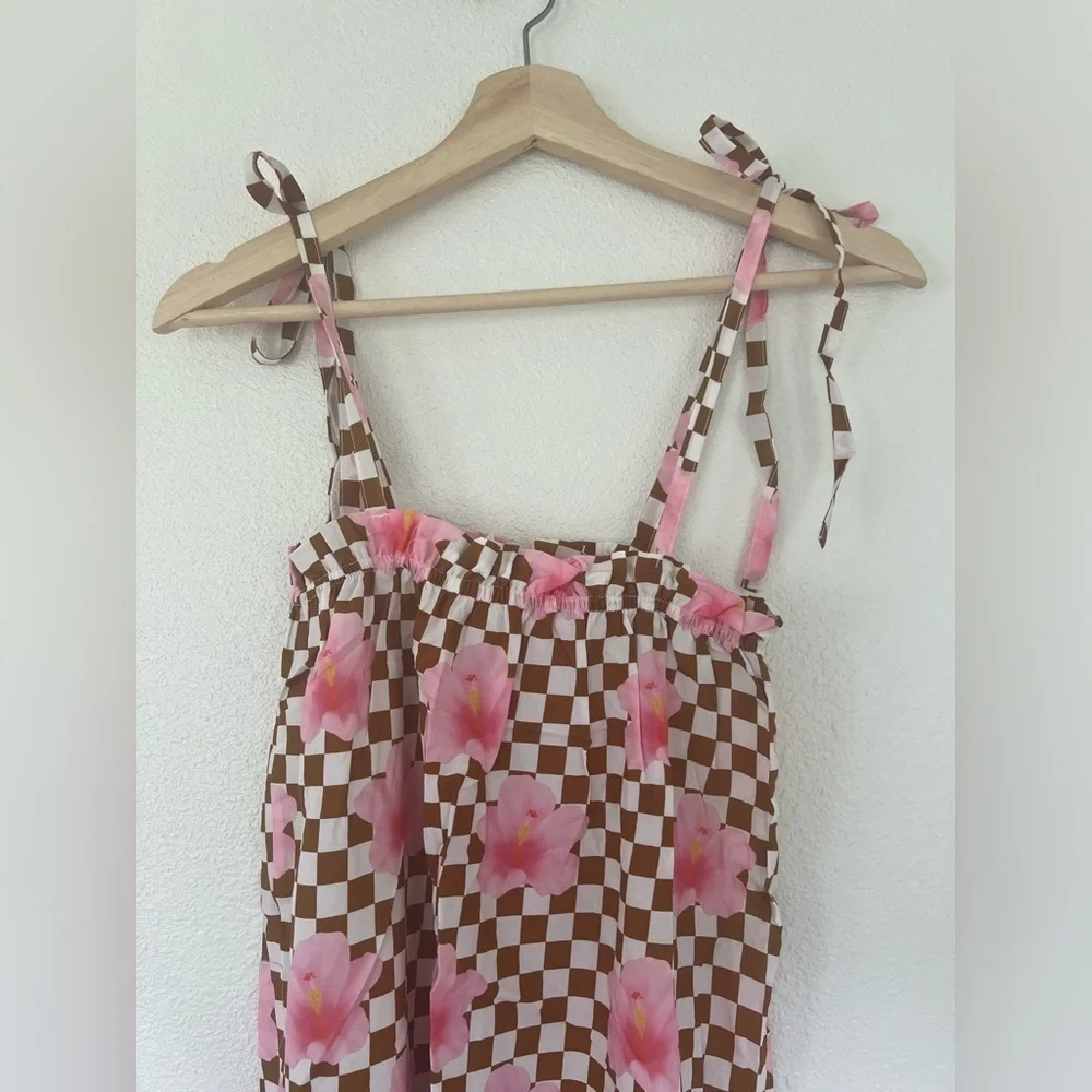 Kira Hawaii Checkered Hibiscus Jumpsuit